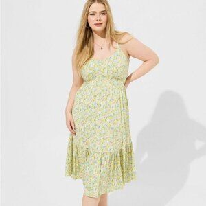 Torrid Super Soft Midi Dress ~ green florals ~ NWT ~ Torrid size 3